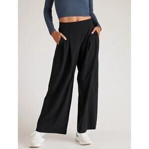 Athleta Brooklyn Heights Wide Leg Pants Black High Rise Pleated Sz 16